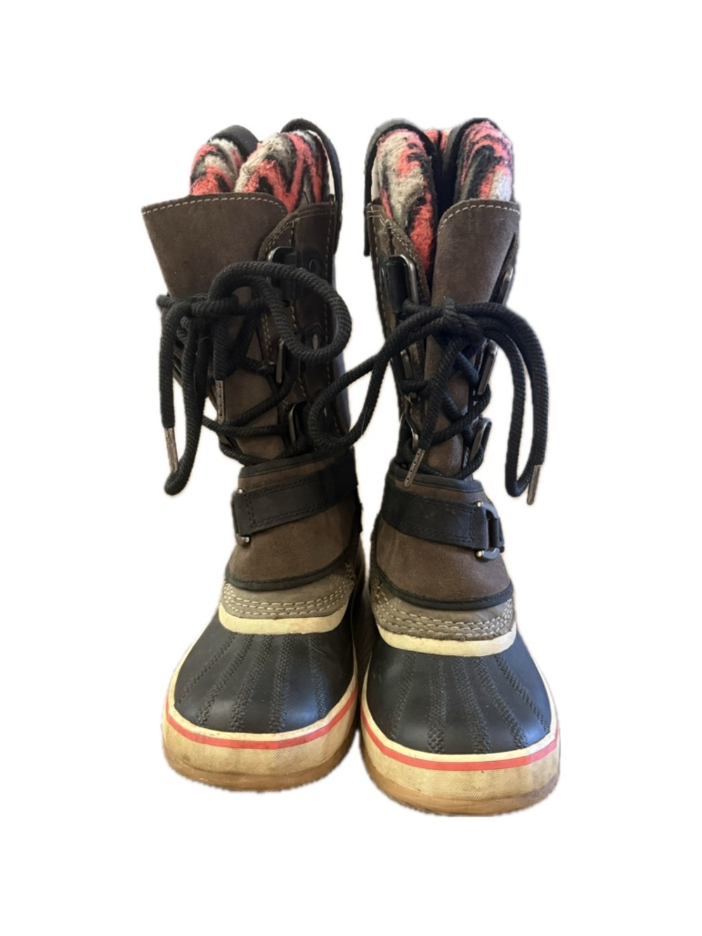 Sorel Waterproof Winter Boots Brown Leather Rubber Duck Boots Women’s Size 6